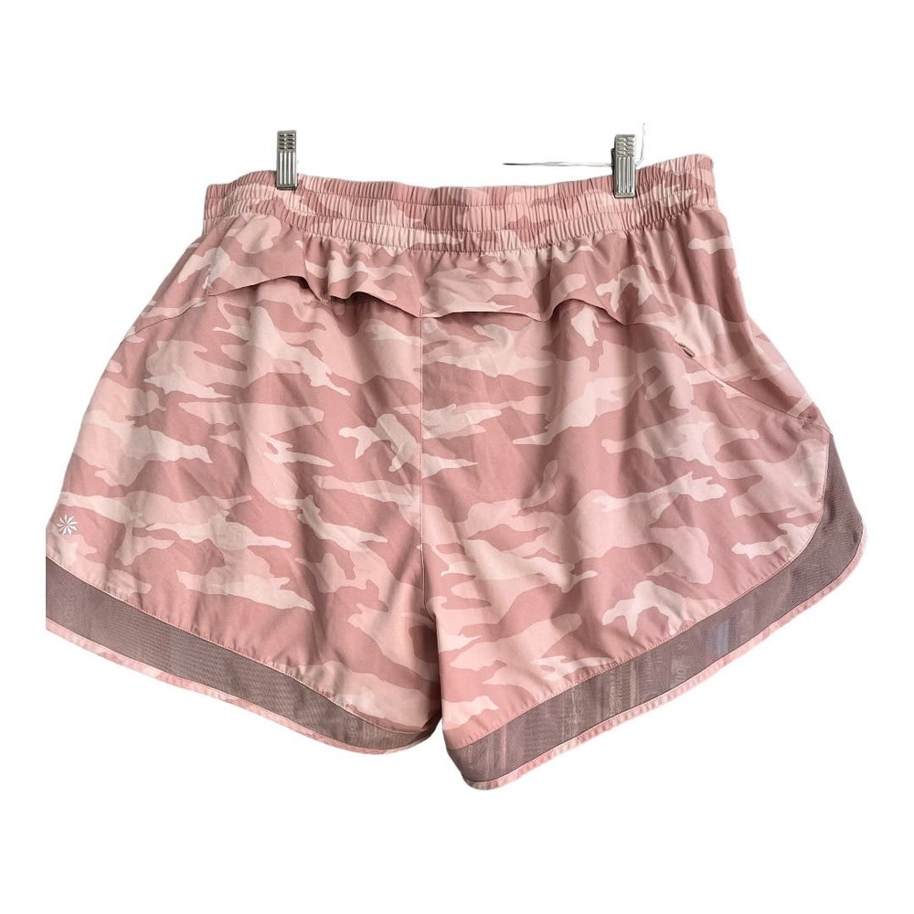 EUC Athleta Printed Mesh Racer Running Athletic Shorts Pink Camo Plus Size 1X - Picture 2 of 5